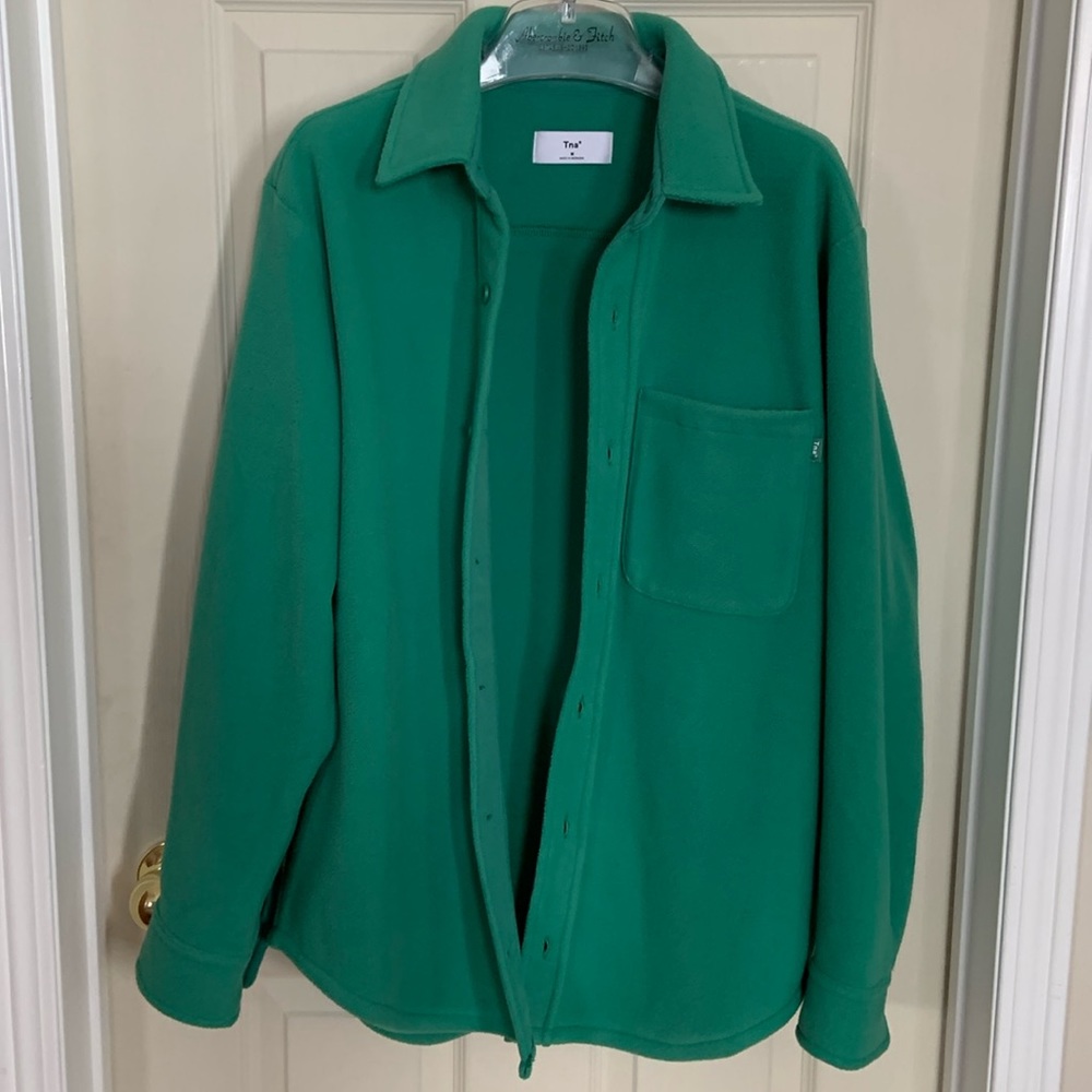 TNA Emerald Green Varsity-Style Fleece Jacket